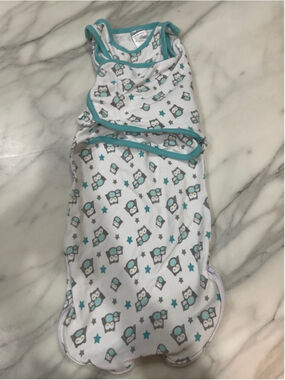 SwaddleMe Velcro Swaddle 14-20lbs Unisex White with Owl Print 100% Cotton